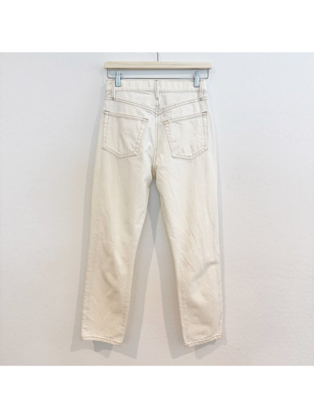 Frame Jeans Size 25 Off White Distressed High Rise Button Fly Rigid Alternative - Picture 10 of 10